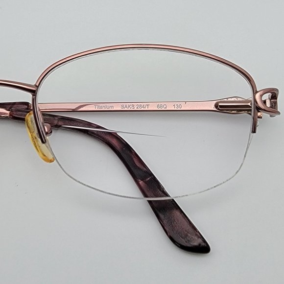 *SOLD* Saks Fifth Avenue Saks 284/T 68Q Pink Titanium Rimless Eyeglasses Frame - Picture 11 of 12